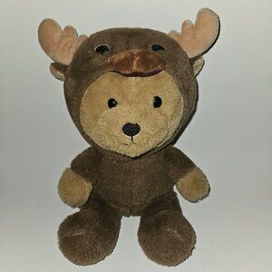 Russ Jazwares Bear Dressed as Moose Reindeer Brown Plush 12" Stuffed Animal Toy